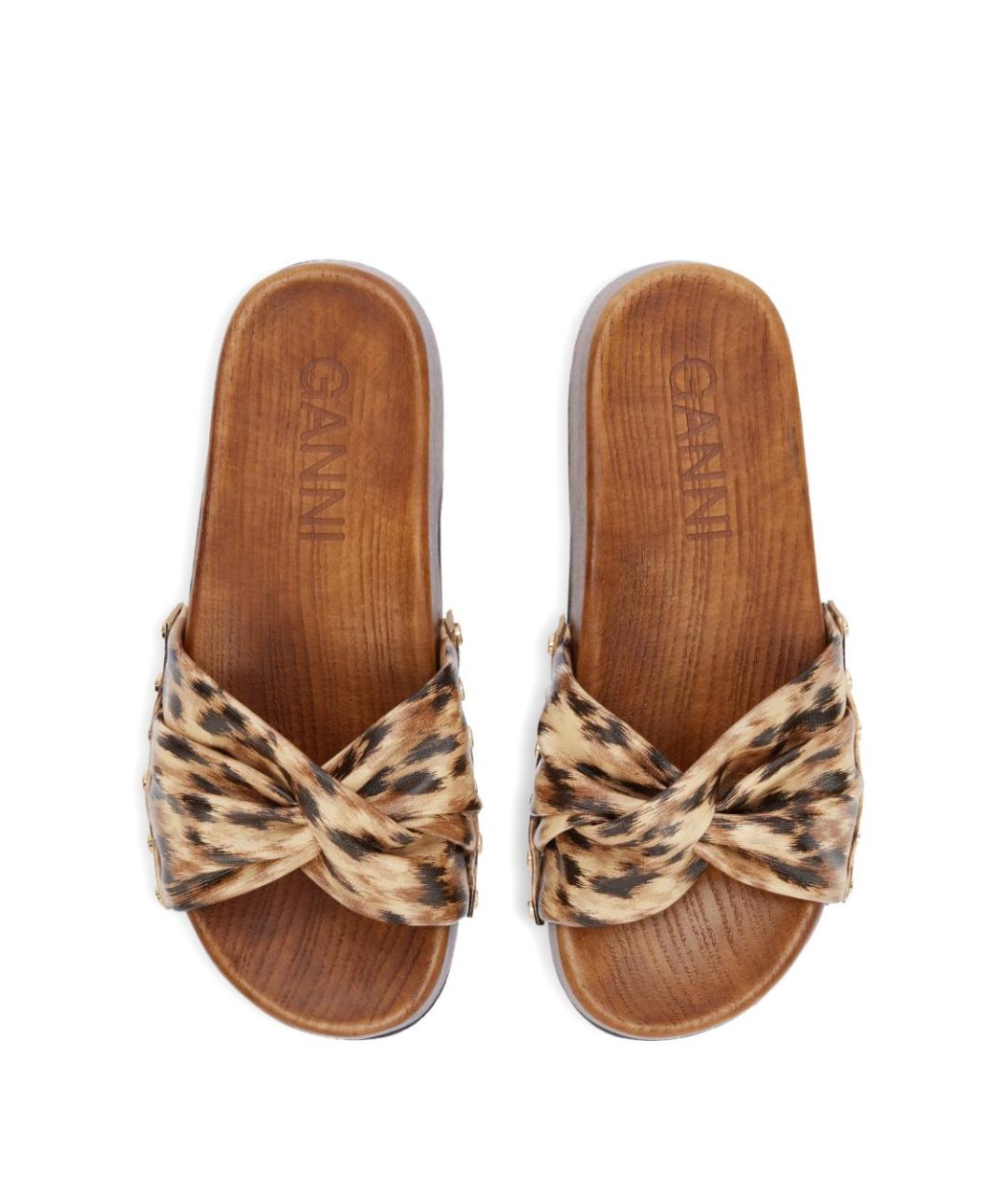 GANNI Коричневые синтетические сандалии, фото 2