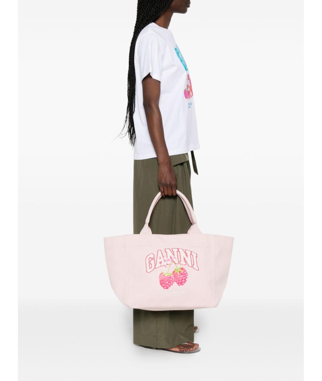 GANNI Розовая тканевая сумка тоут, фото 2