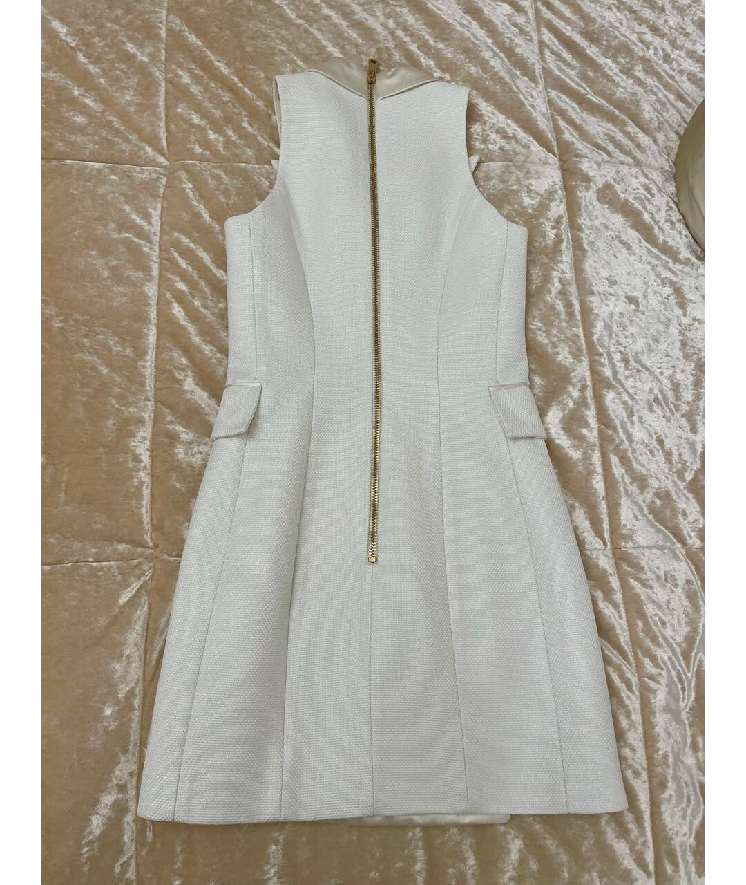 BALMAIN Белое хлопко-эластановое коктейльное платье, фото 3