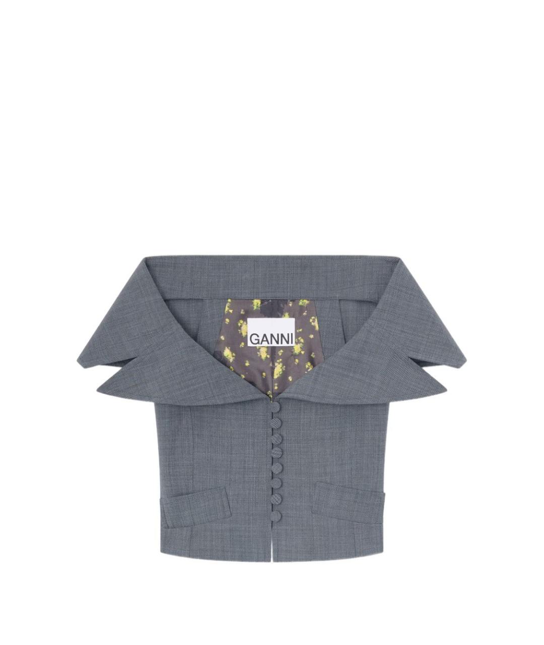 GANNI Серая полиуретановая майка, фото 1