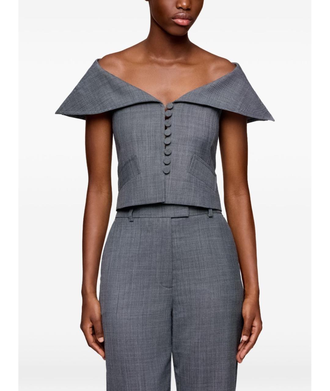 GANNI Серая полиуретановая майка, фото 4