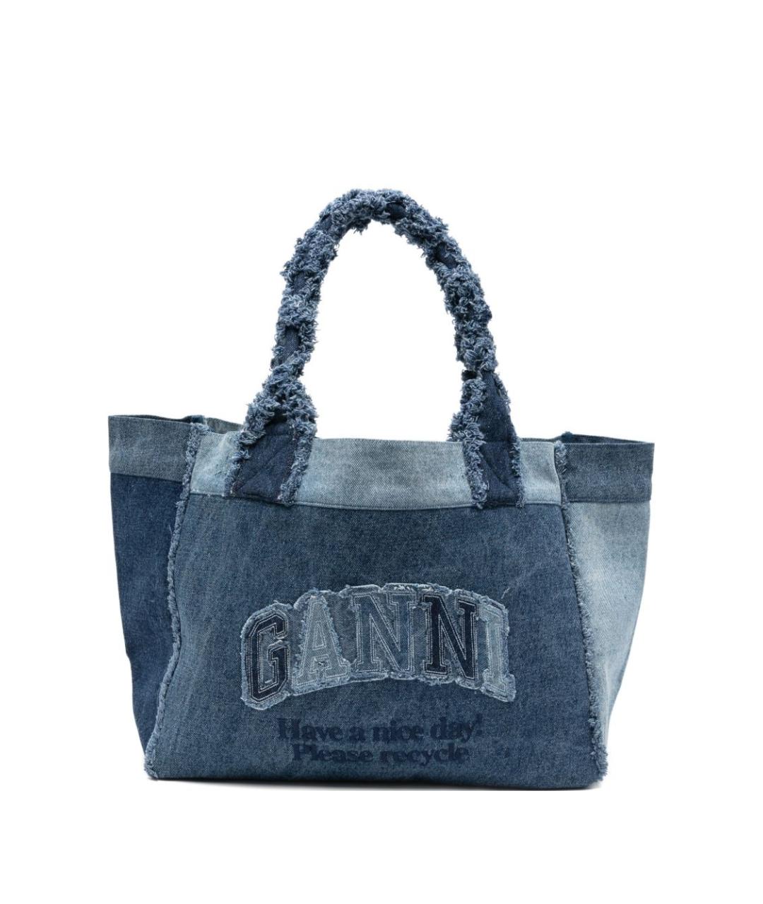GANNI Синяя хлопковая сумка тоут, фото 1