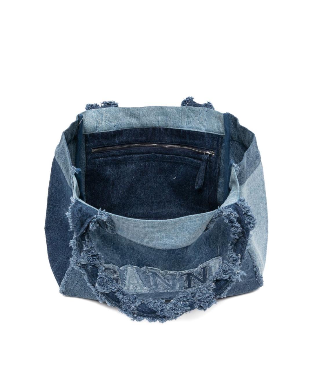 GANNI Синяя хлопковая сумка тоут, фото 4