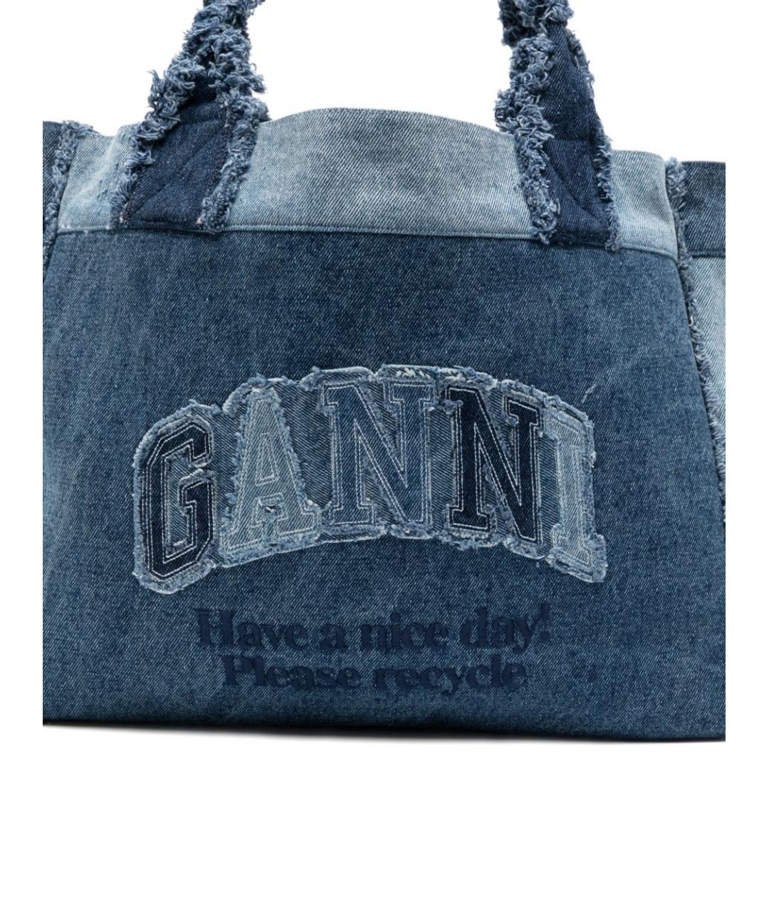 GANNI Синяя хлопковая сумка тоут, фото 2