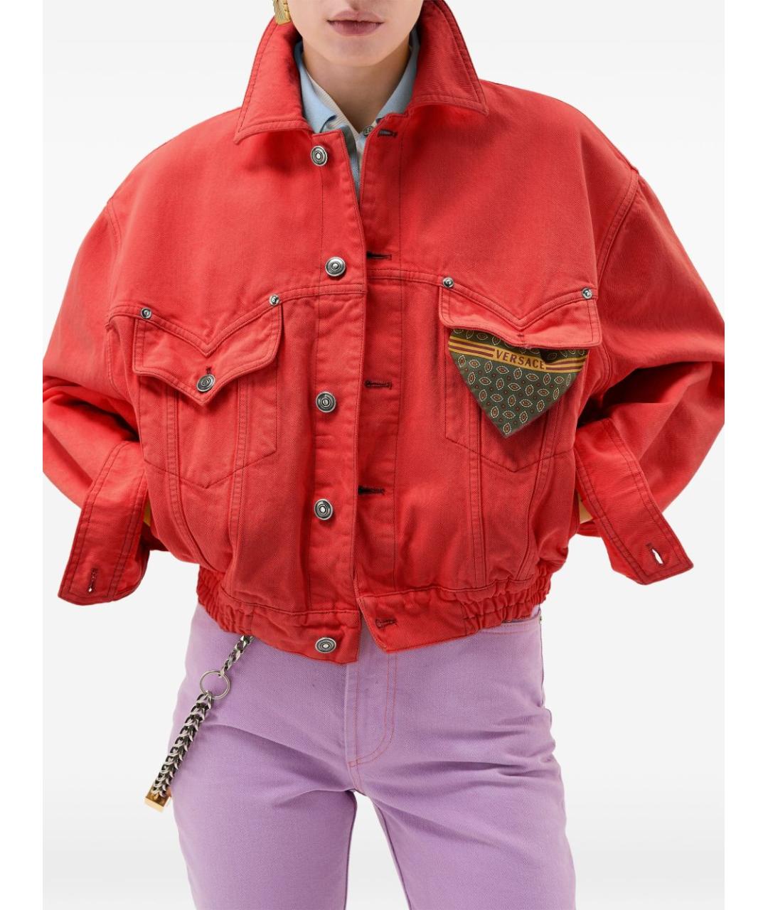 VERSACE Красная хлопковая куртка, фото 4