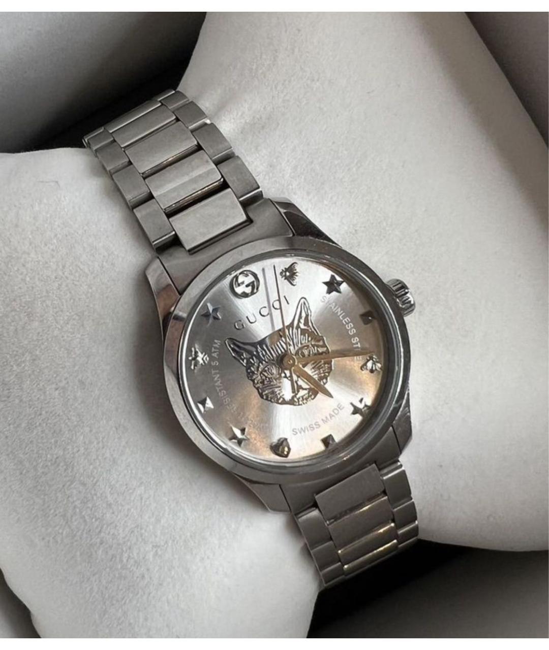 GUCCI Серебряные часы из белого золота, фото 2