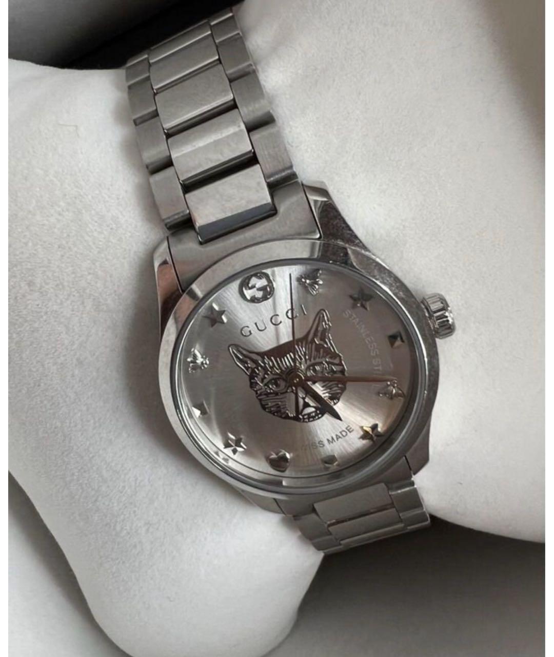 GUCCI Серебряные часы из белого золота, фото 4