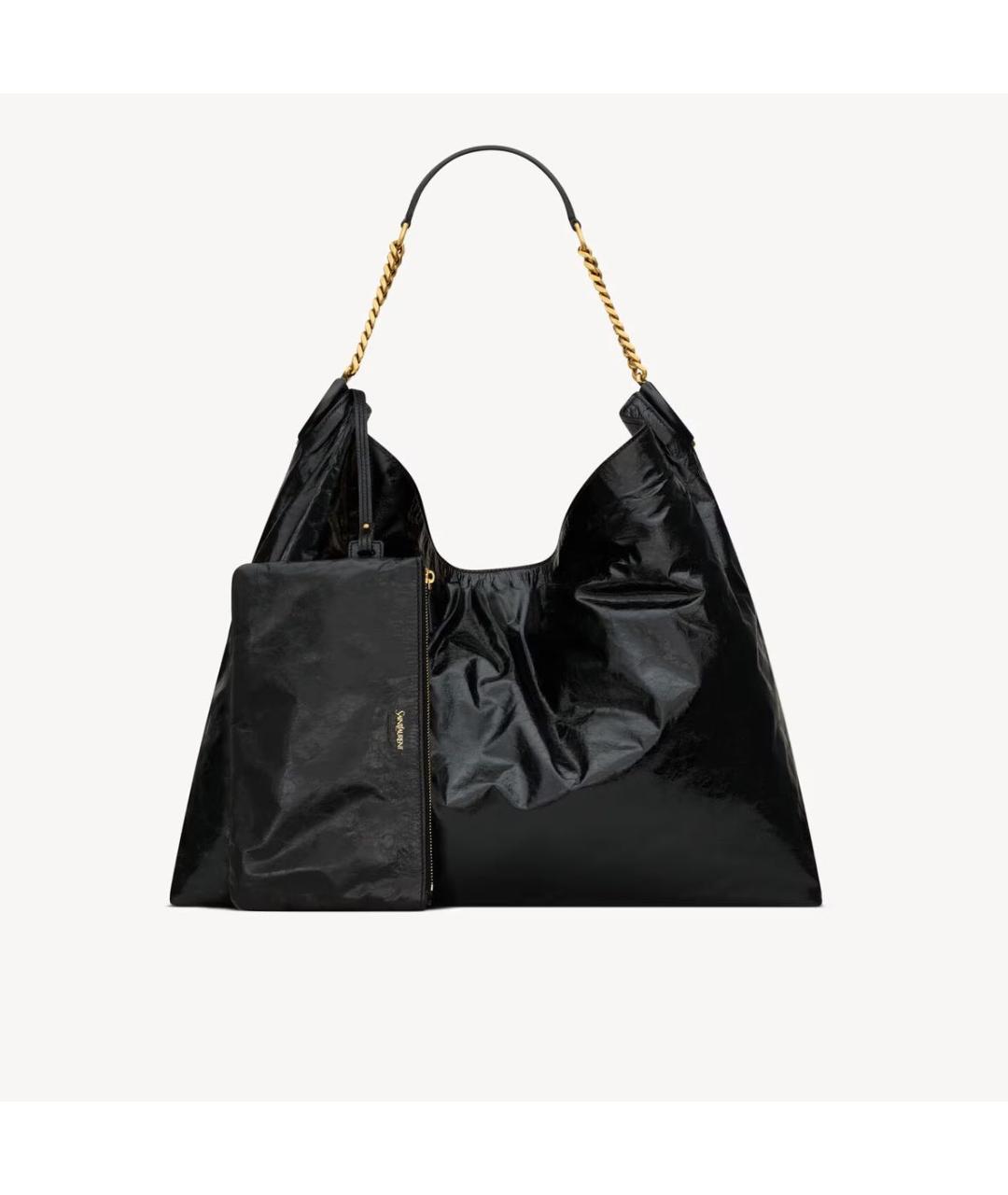 SAINT LAURENT Черная кожаная сумка тоут, фото 3