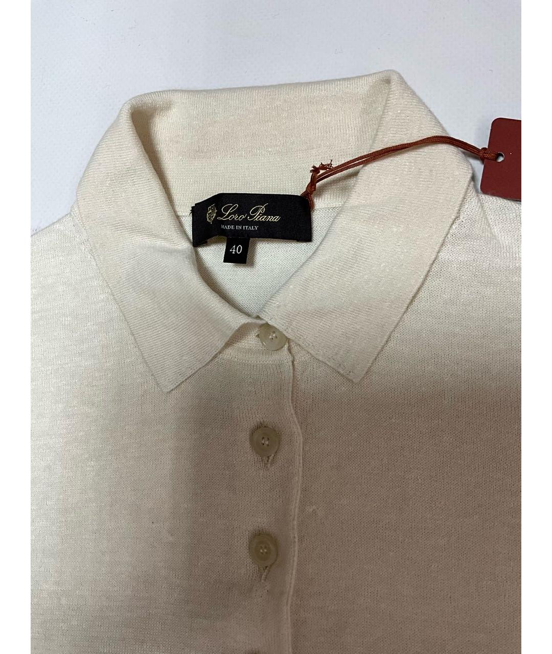 LORO PIANA Бежевое поло с коротким рукавом, фото 4