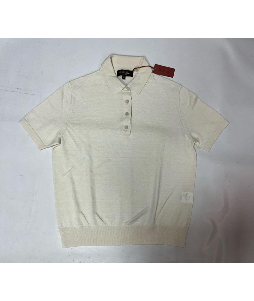 LORO PIANA Бежевое поло с коротким рукавом, фото 7