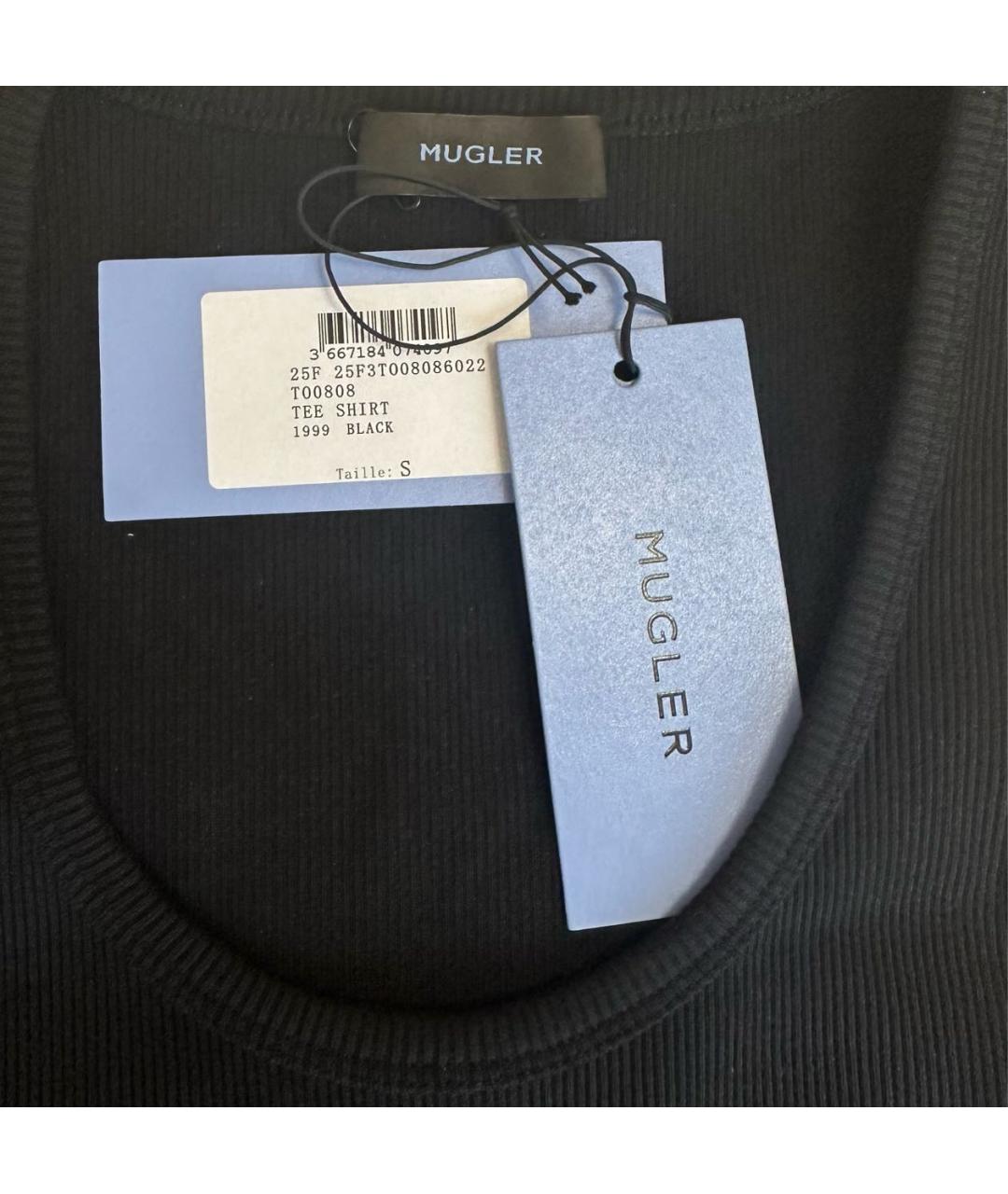MUGLER Черная хлопковая майка, фото 5