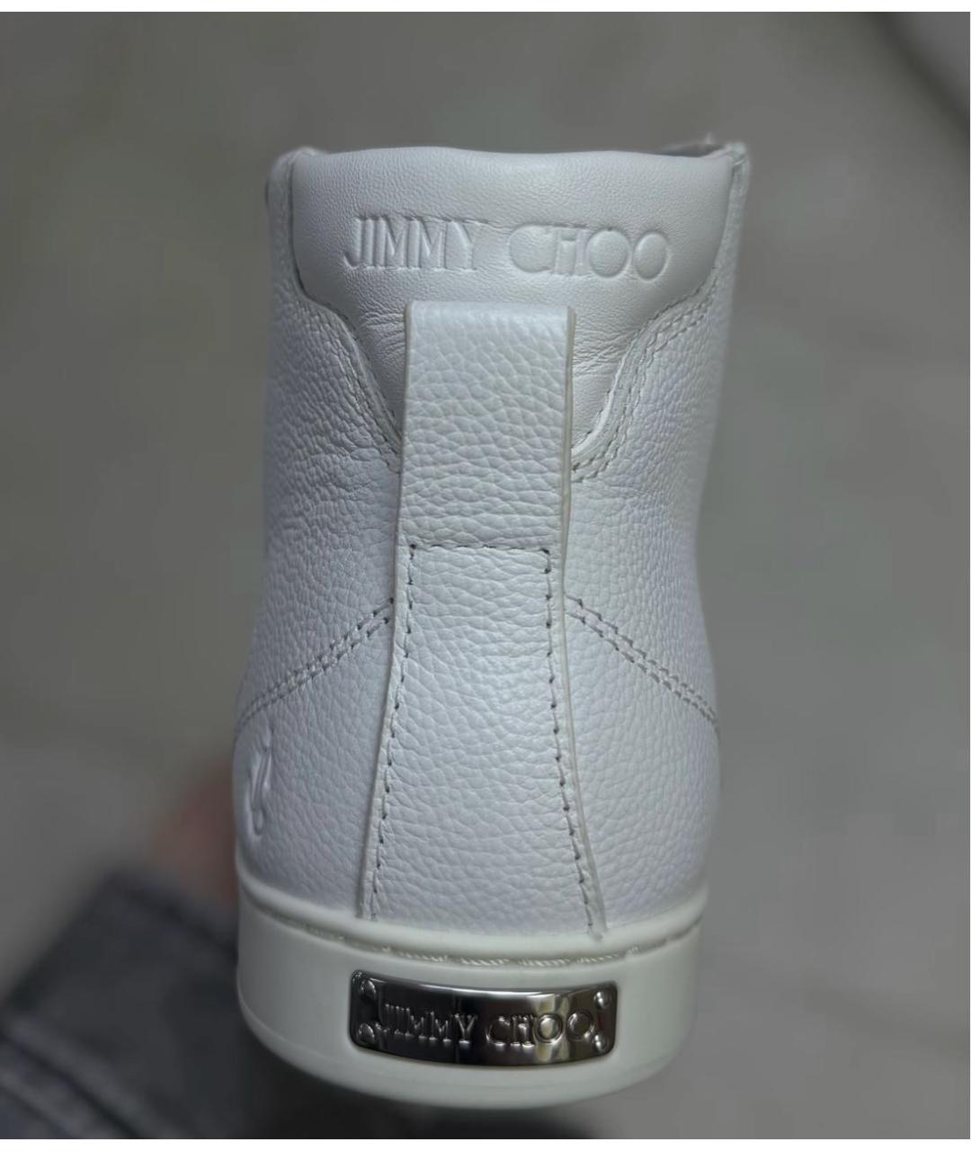 JIMMY CHOO Белые кожаные кроссовки, фото 4