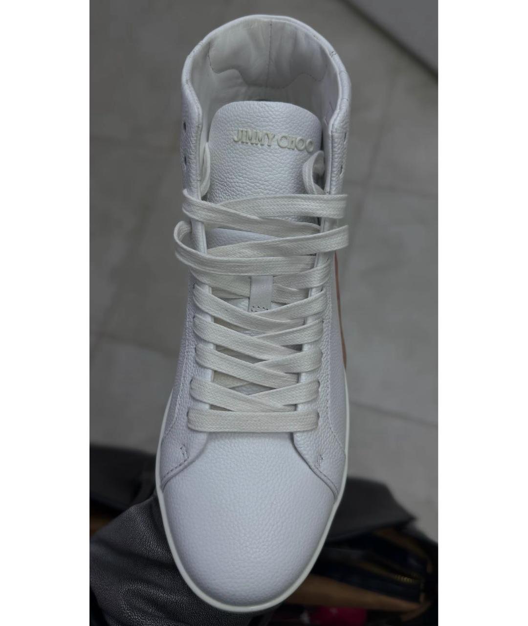 JIMMY CHOO Белые кожаные кроссовки, фото 3