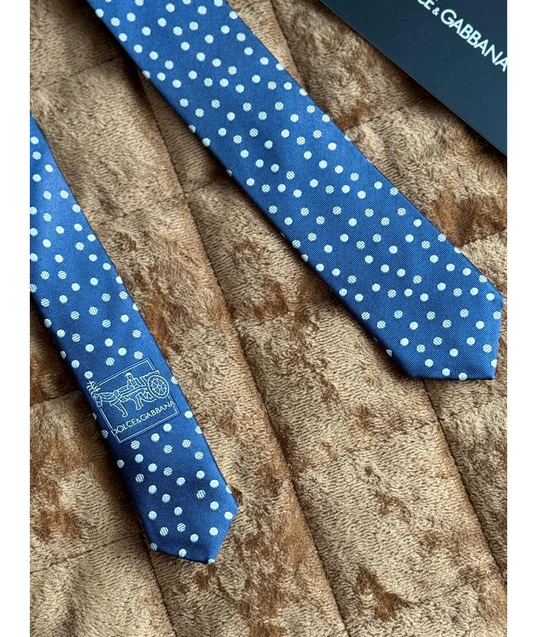 DOLCE&GABBANA Синий шелковый галстук, фото 5
