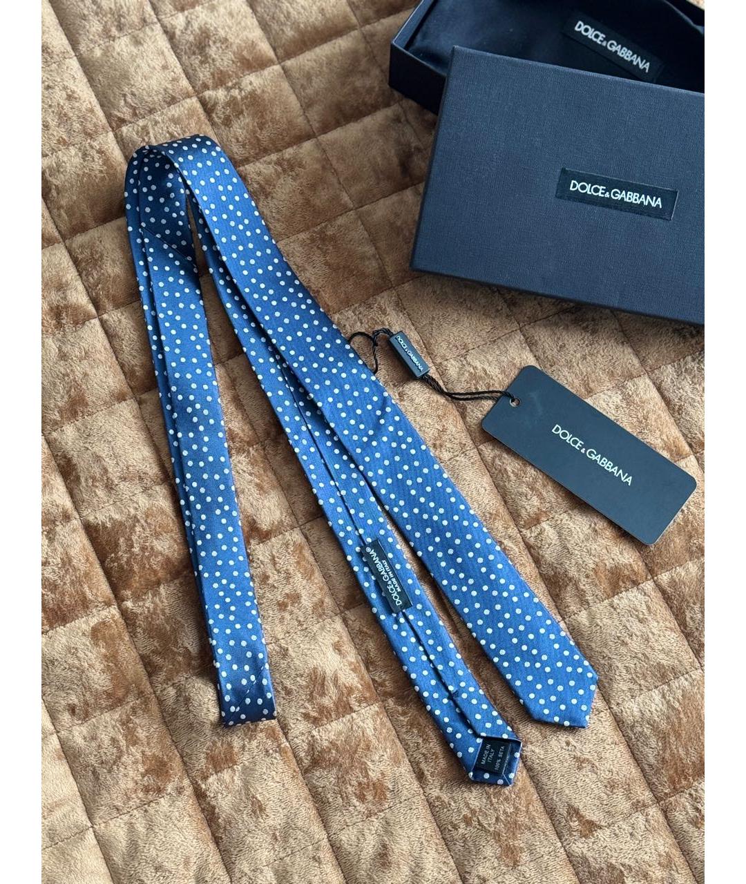 DOLCE&GABBANA Синий шелковый галстук, фото 3