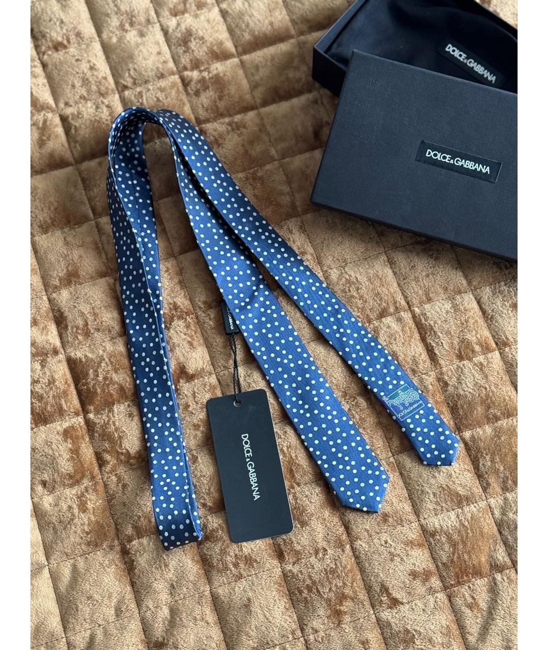 DOLCE&GABBANA Синий шелковый галстук, фото 2