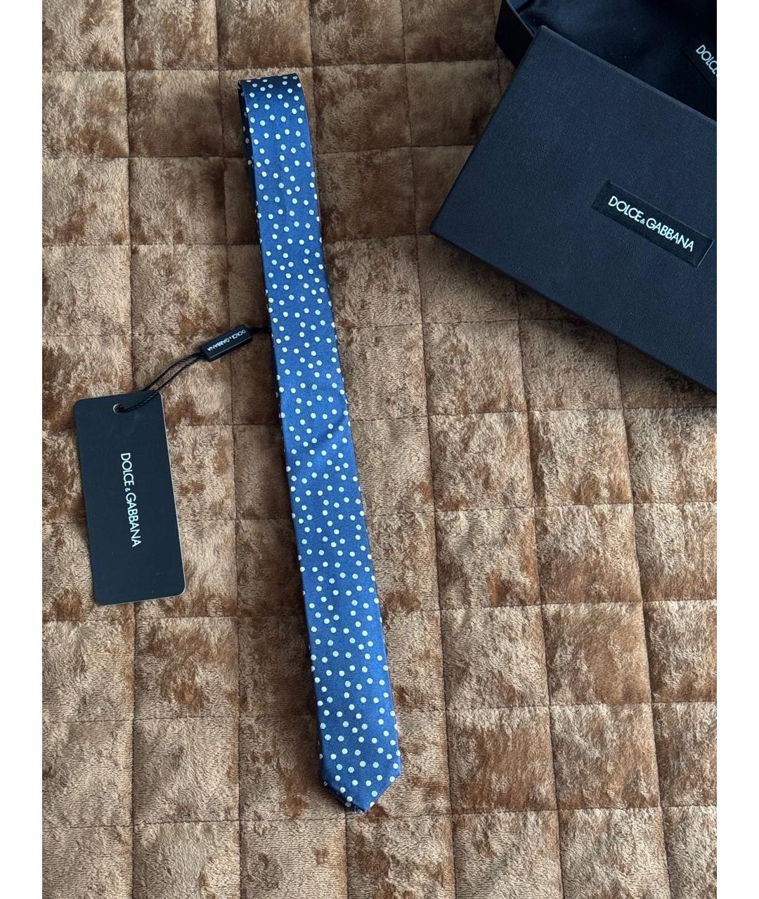 DOLCE&GABBANA Синий шелковый галстук, фото 6