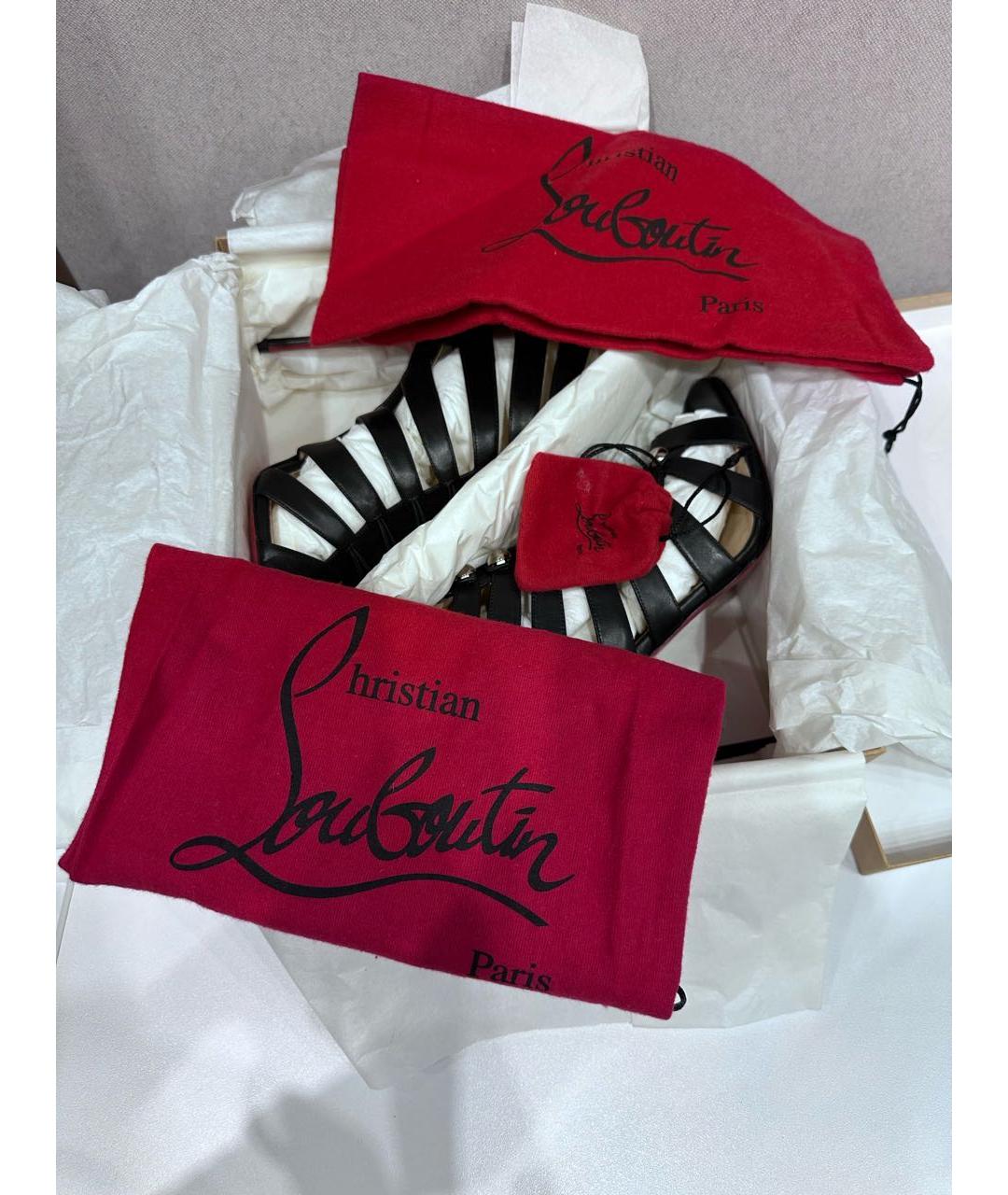 CHRISTIAN LOUBOUTIN Черные кожаные босоножки, фото 2