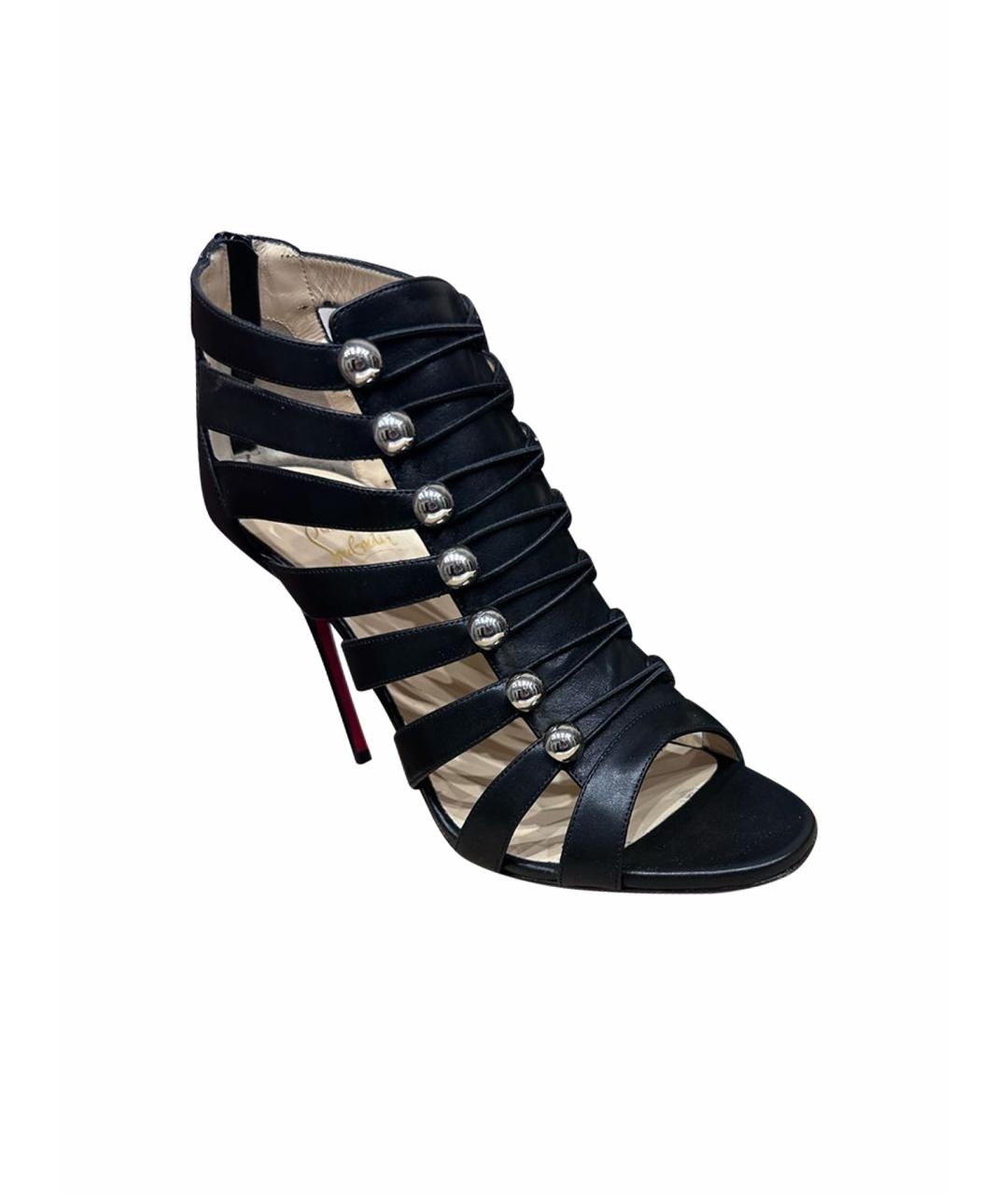 CHRISTIAN LOUBOUTIN Черные кожаные босоножки, фото 1