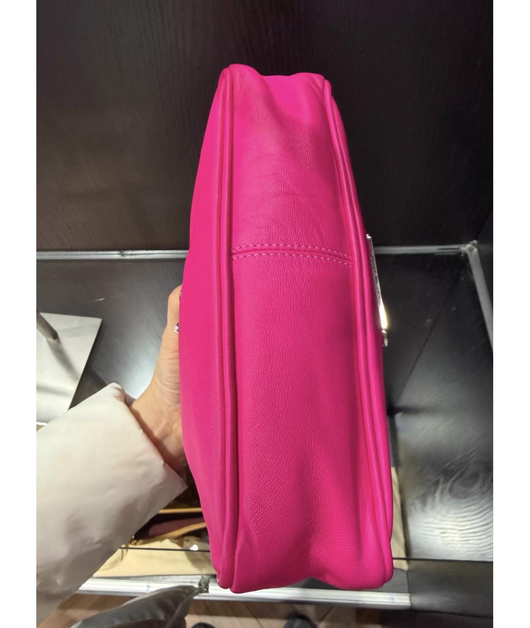CHROME HEARTS Фуксия кожаная сумка с короткими ручками, фото 5