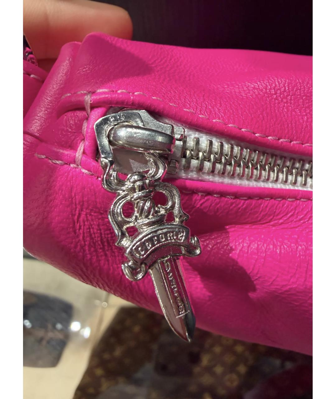 CHROME HEARTS Фуксия кожаная сумка с короткими ручками, фото 3
