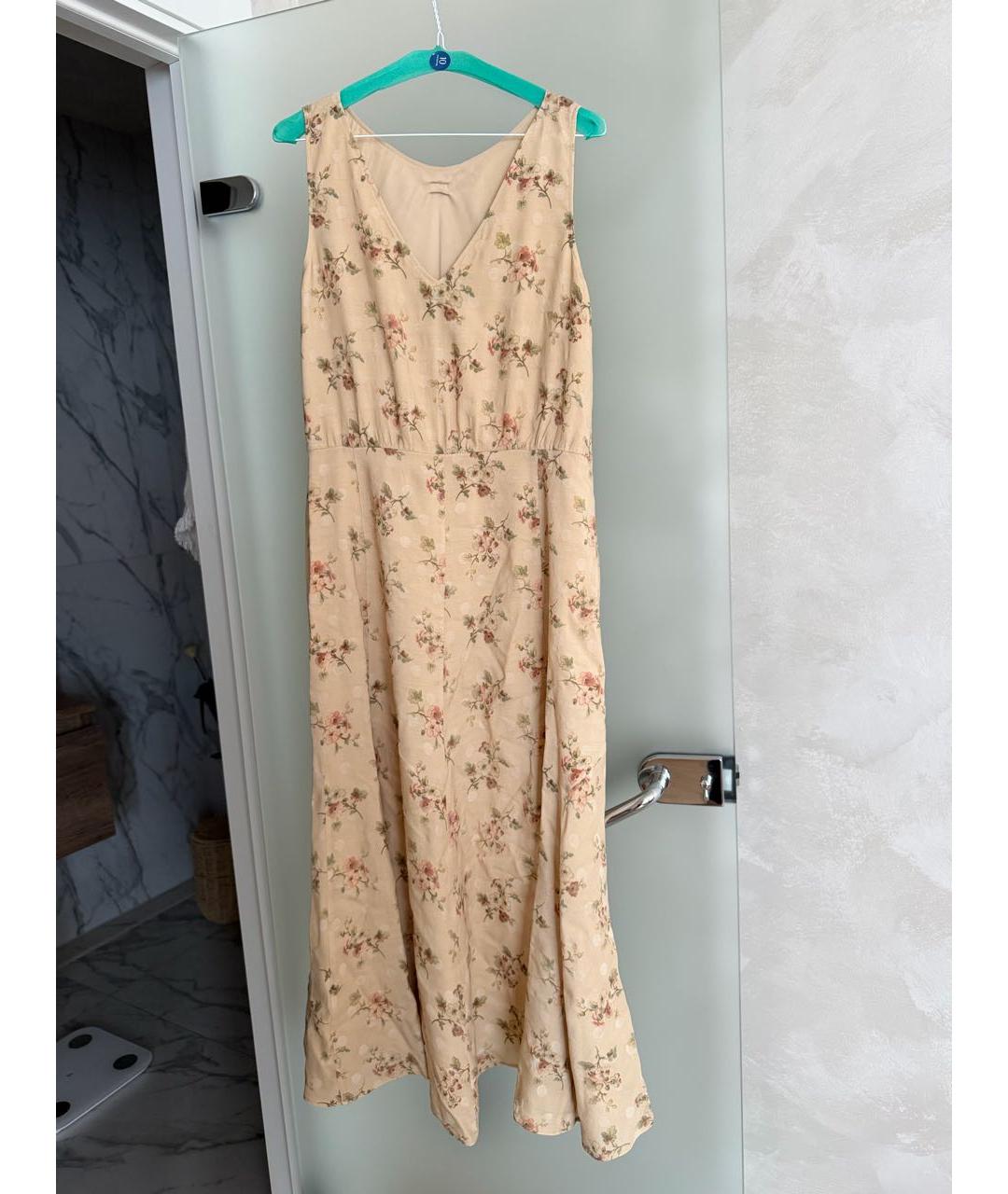 RALPH LAUREN Бежевое шелковое повседневное платье, фото 3