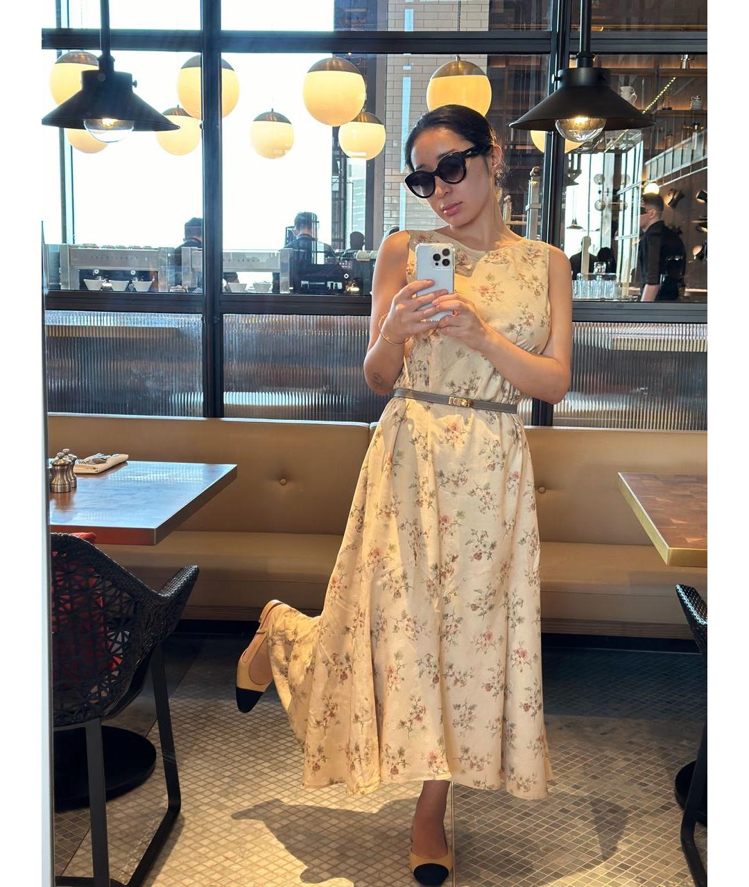 RALPH LAUREN Бежевое шелковое повседневное платье, фото 8