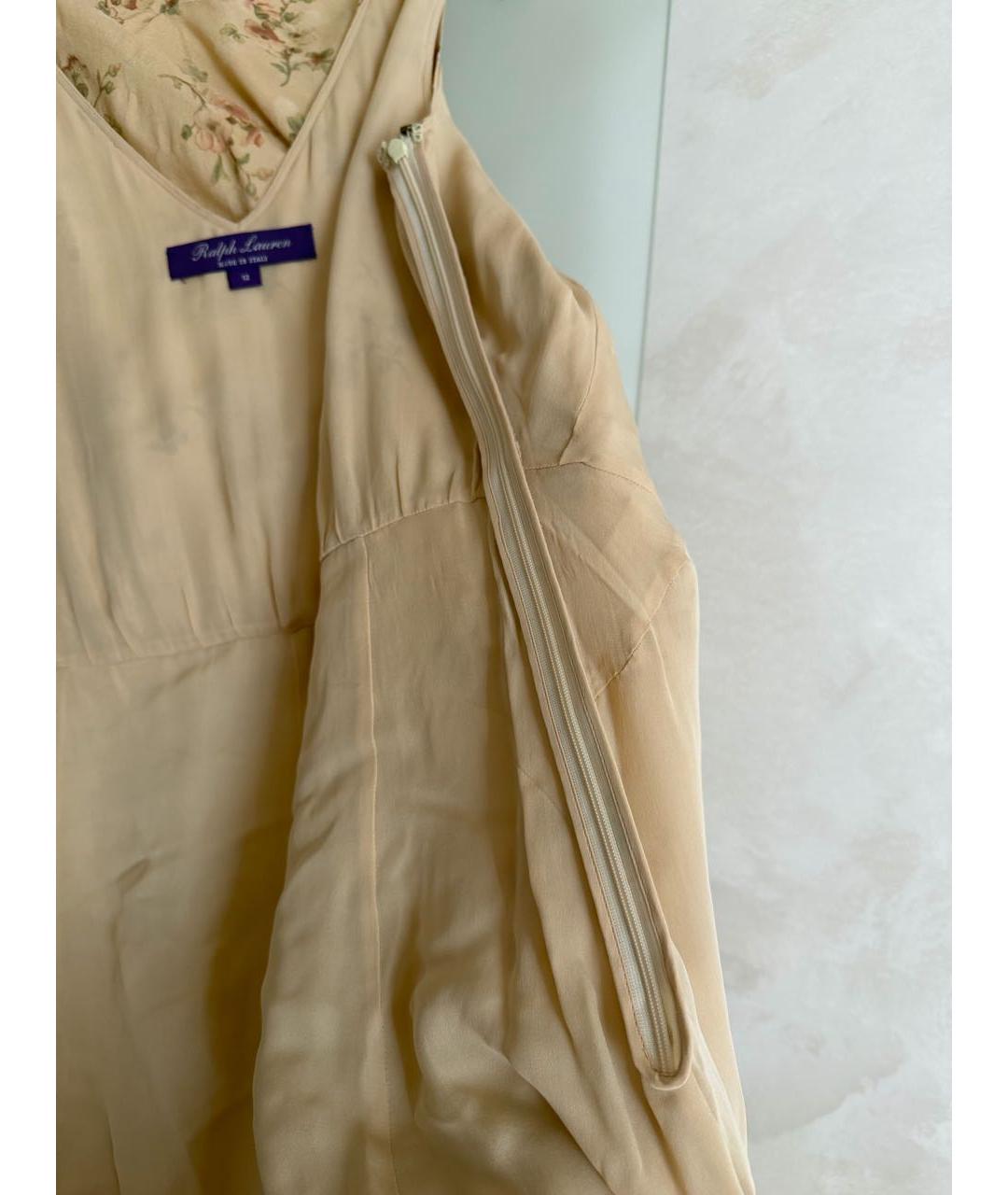RALPH LAUREN Бежевое шелковое повседневное платье, фото 7