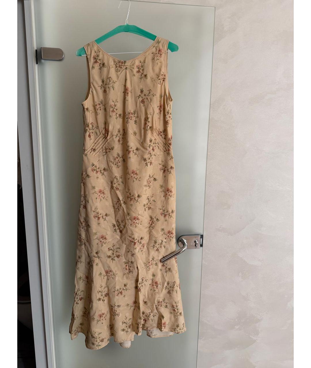 RALPH LAUREN Бежевое шелковое повседневное платье, фото 2