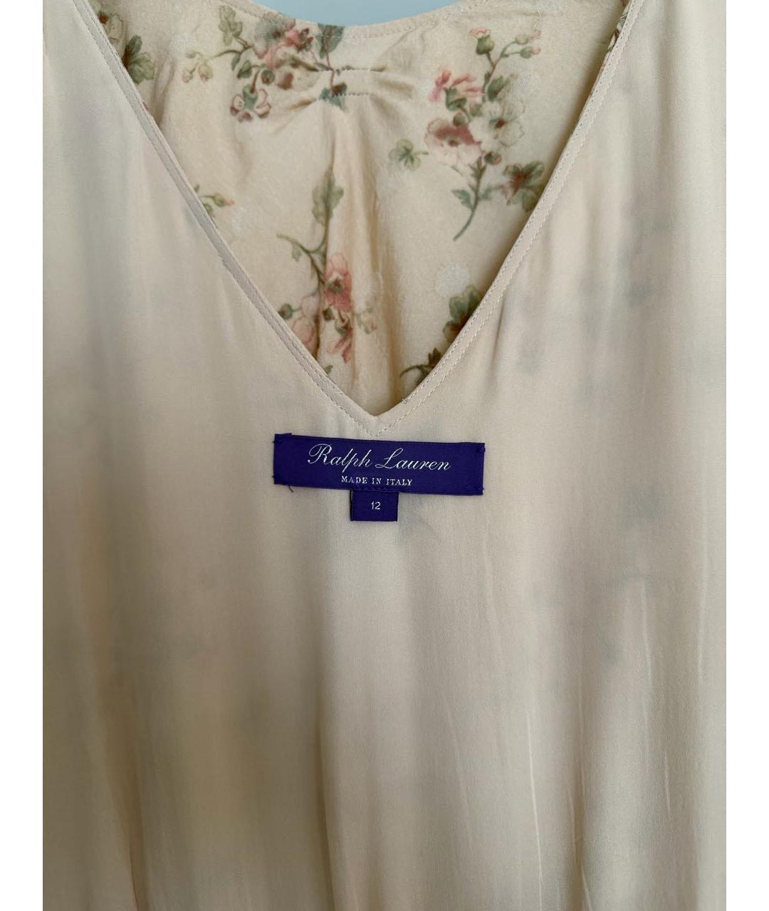 RALPH LAUREN Бежевое шелковое повседневное платье, фото 5