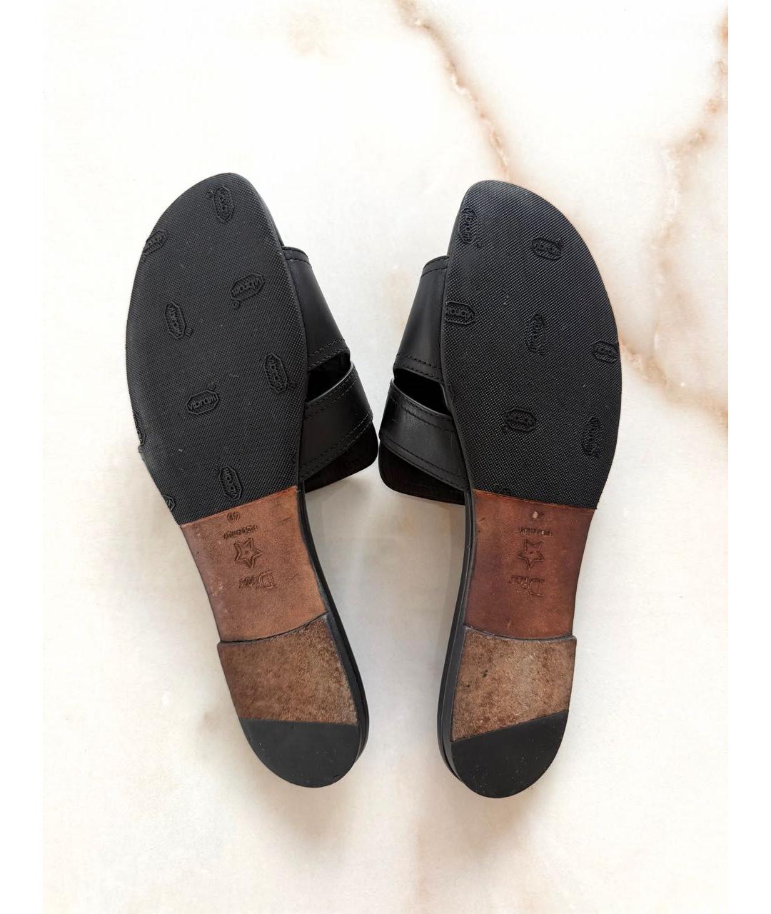 CHRISTIAN DIOR Черные кожаные шлепанцы, фото 3