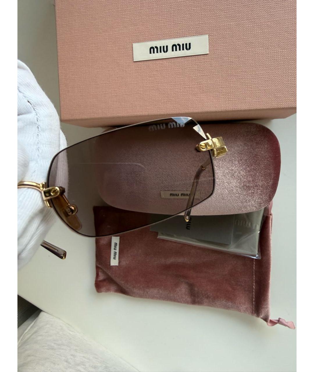 MIU MIU Розовые металлические солнцезащитные очки, фото 4