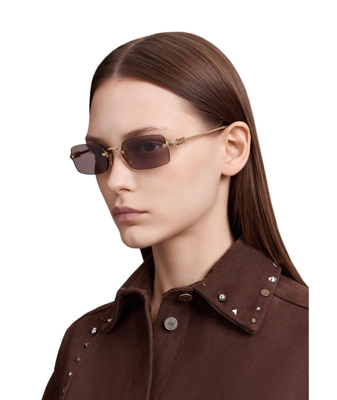 MIU MIU Розовые металлические солнцезащитные очки, фото 8