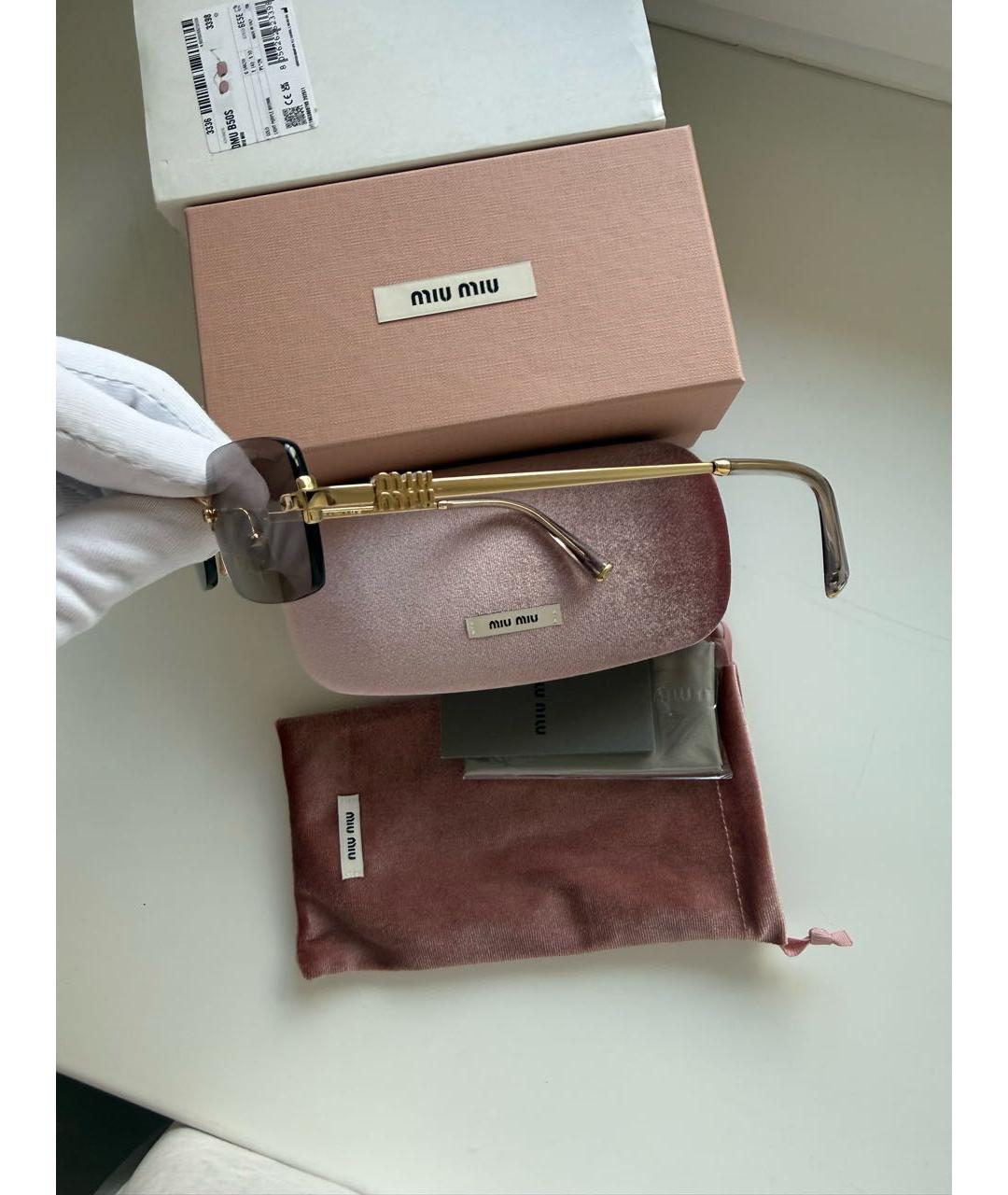 MIU MIU Розовые металлические солнцезащитные очки, фото 5