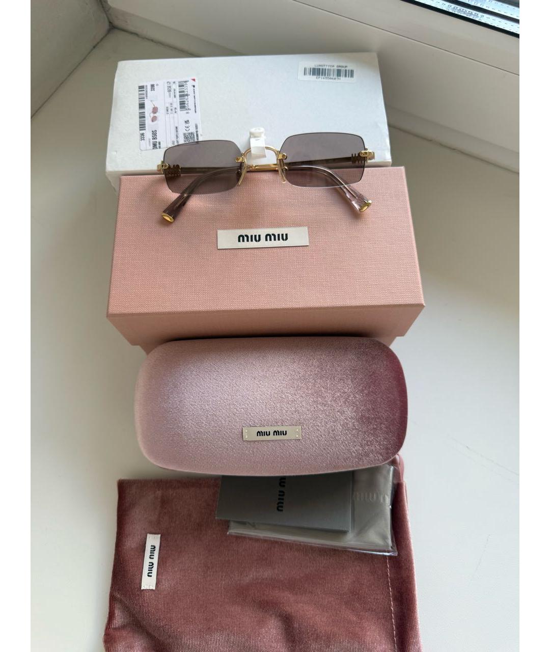 MIU MIU Розовые металлические солнцезащитные очки, фото 3