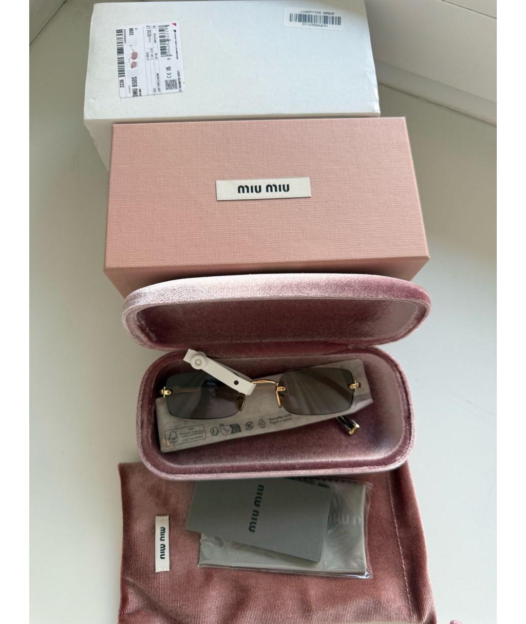 MIU MIU Розовые металлические солнцезащитные очки, фото 7