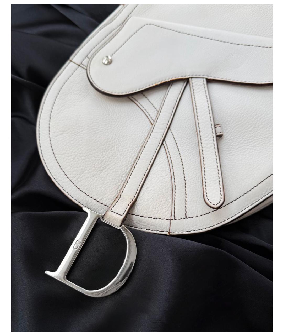 CHRISTIAN DIOR Белая кожаная сумка через плечо, фото 6