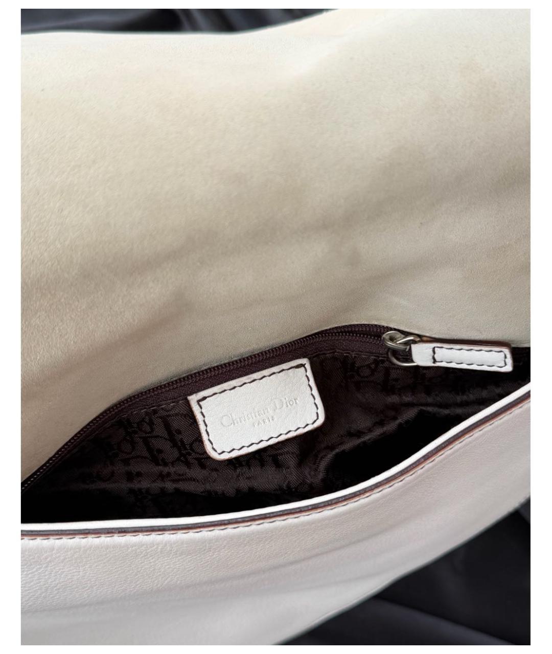 CHRISTIAN DIOR Белая кожаная сумка через плечо, фото 4