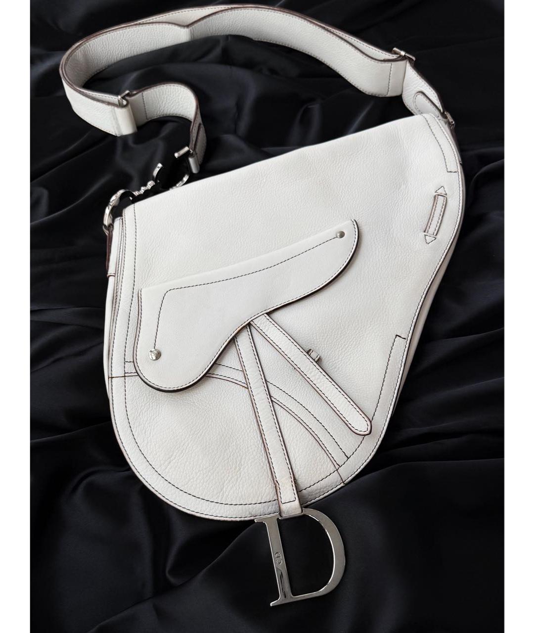 CHRISTIAN DIOR Белая кожаная сумка через плечо, фото 5