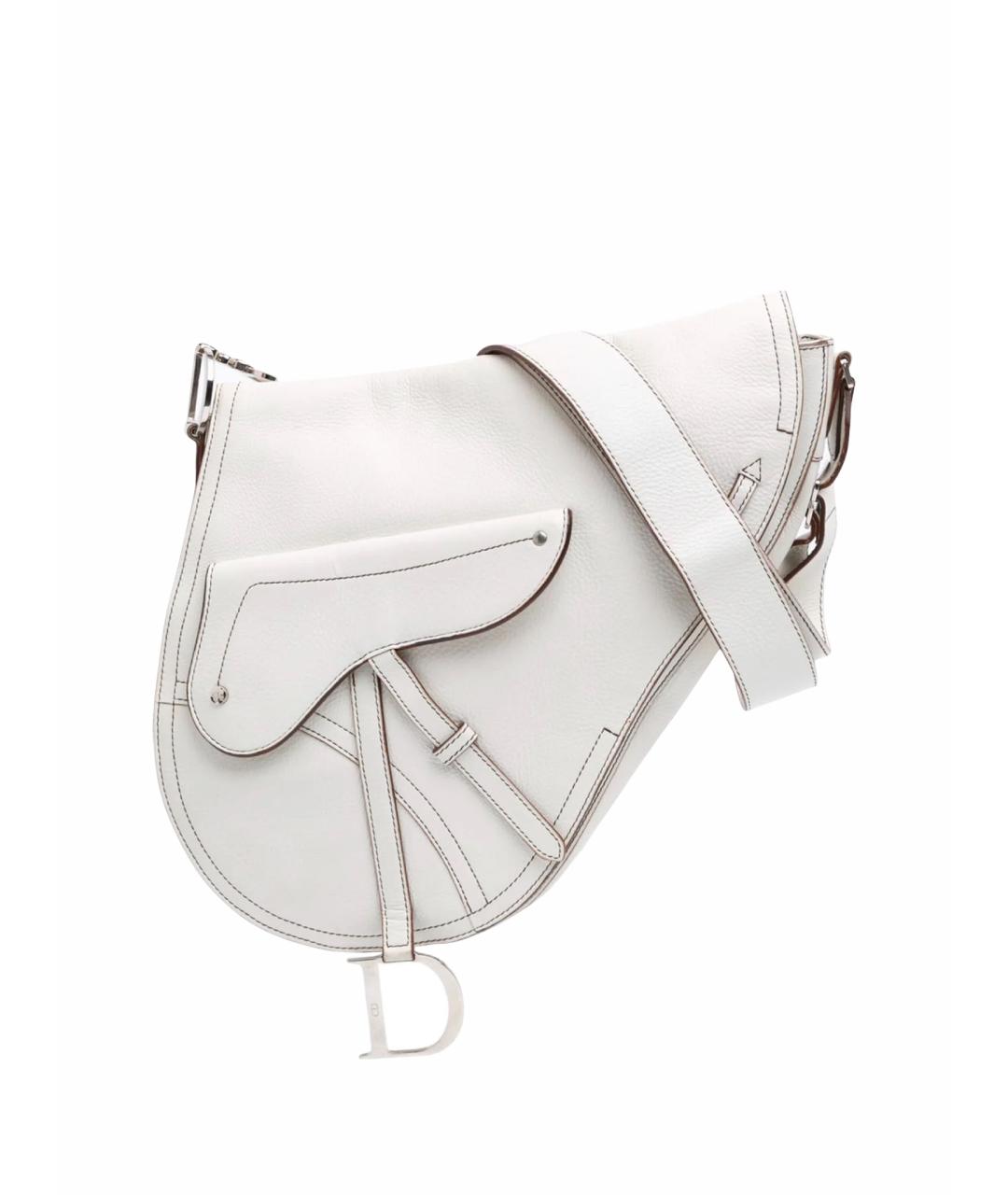 CHRISTIAN DIOR Белая кожаная сумка через плечо, фото 1