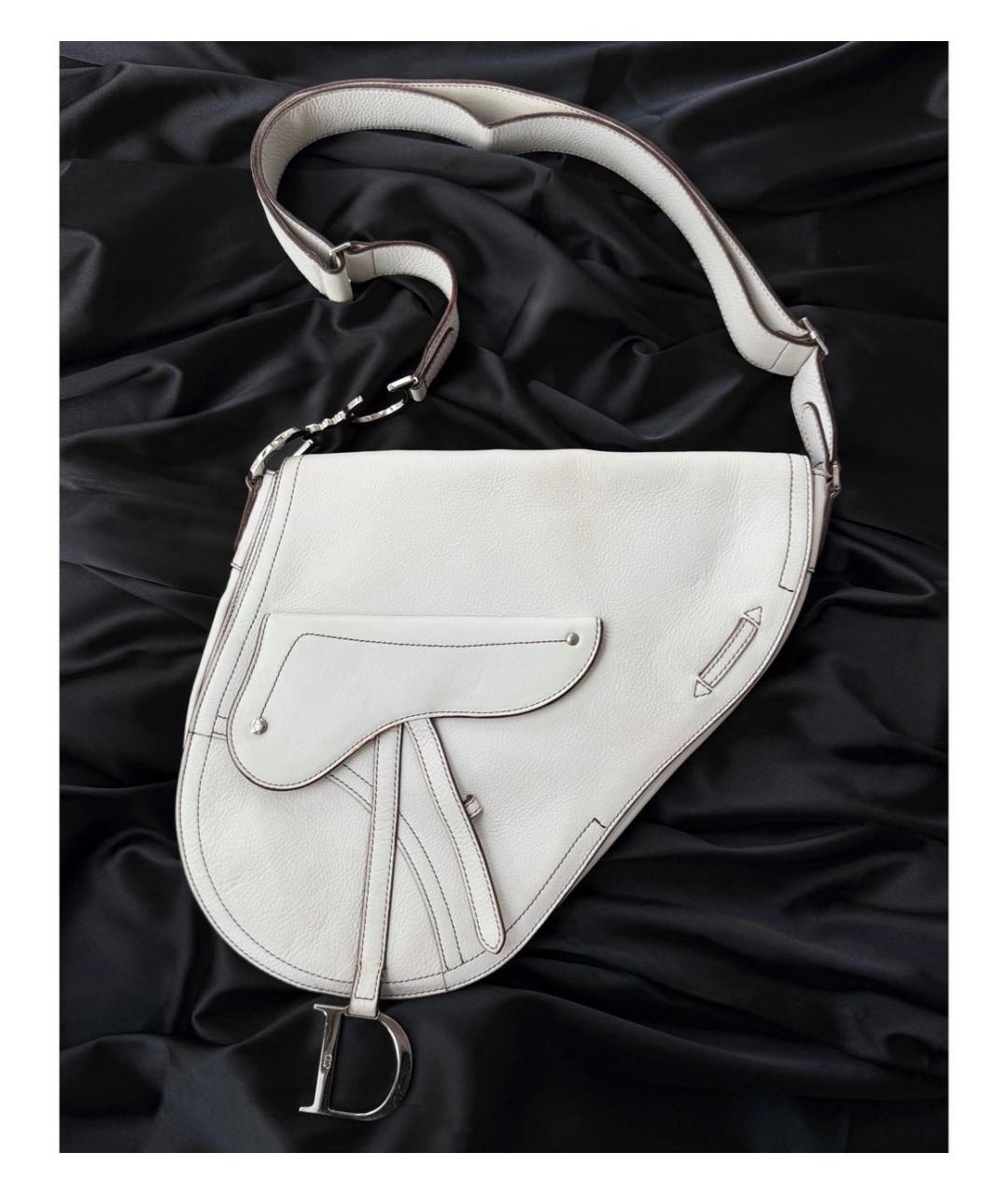 CHRISTIAN DIOR Белая кожаная сумка через плечо, фото 2