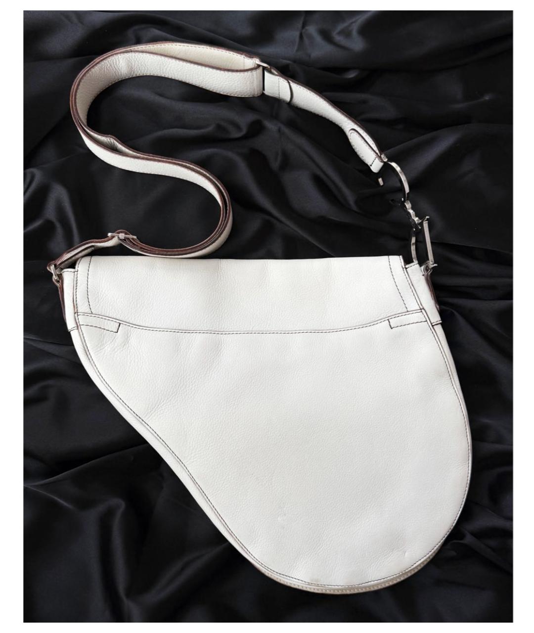 CHRISTIAN DIOR Белая кожаная сумка через плечо, фото 3