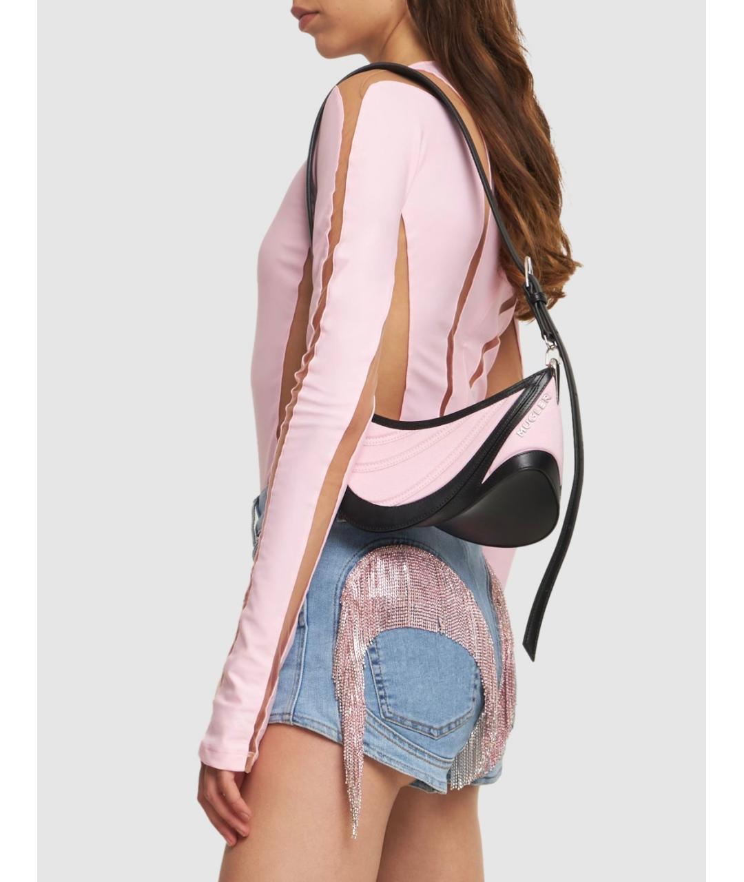 MUGLER Розовая тканевая сумка через плечо, фото 5