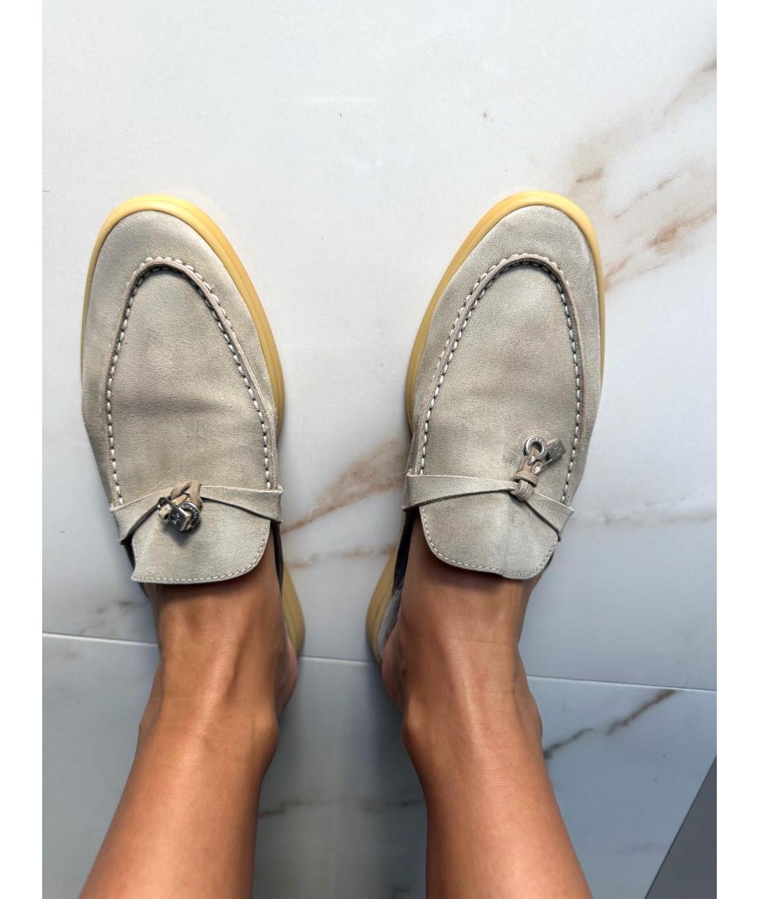 LORO PIANA Бежевые замшевые мокасины, фото 2