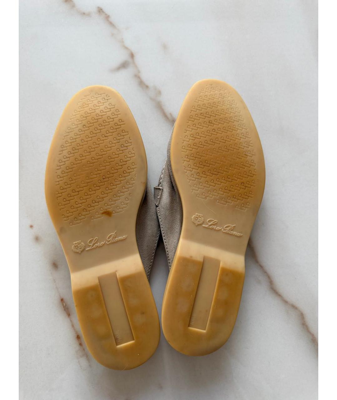 LORO PIANA Бежевые замшевые мокасины, фото 3