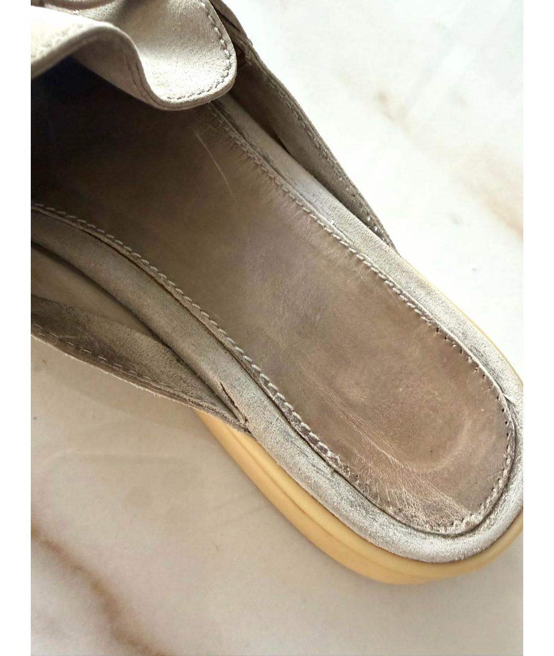 LORO PIANA Бежевые замшевые мокасины, фото 4