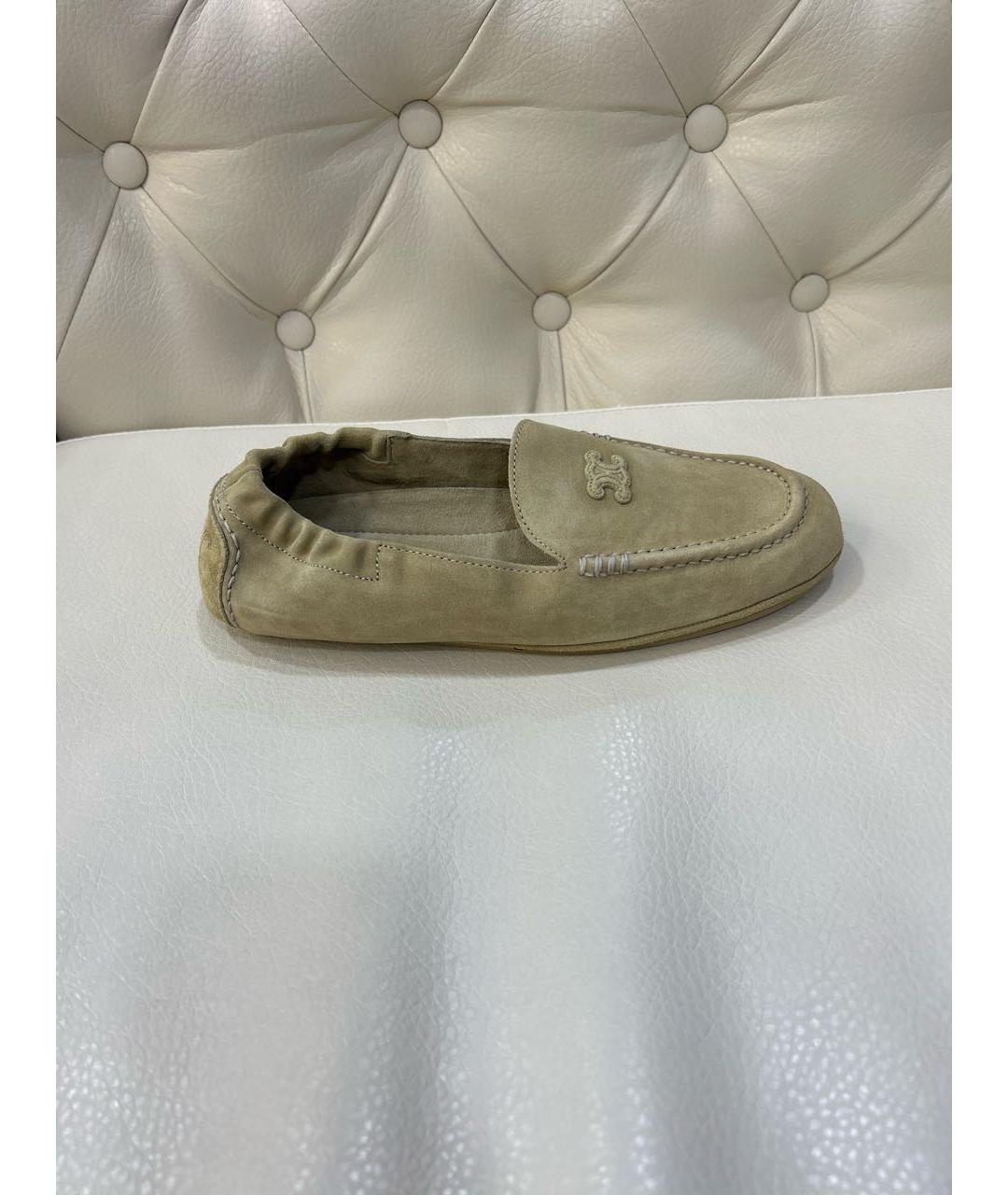 CELINE Бежевые замшевые мокасины, фото 9