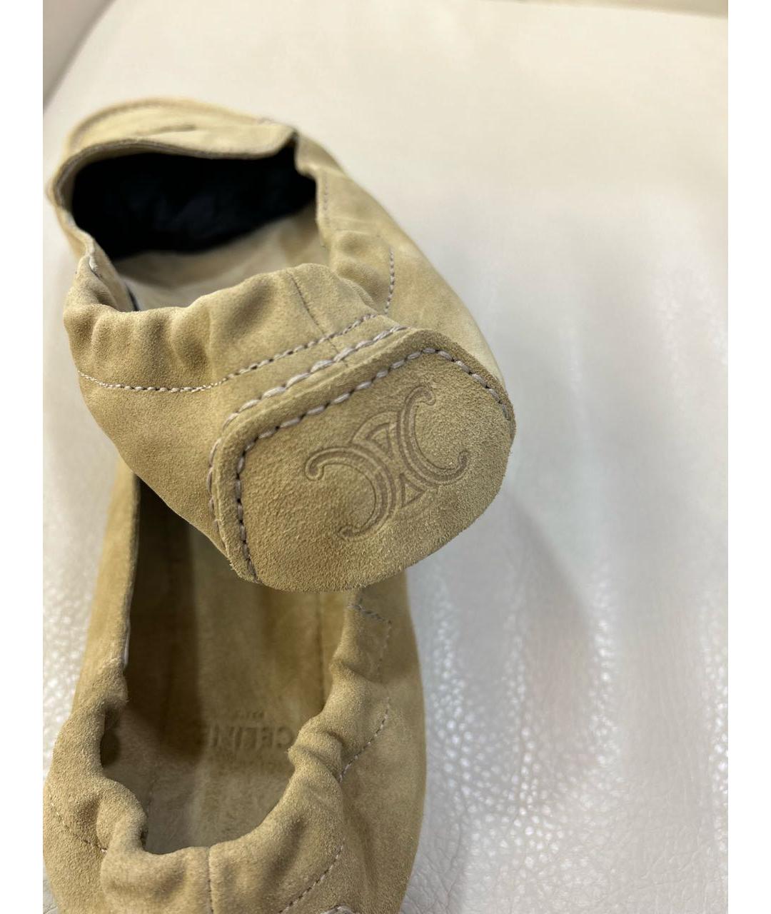 CELINE Бежевые замшевые мокасины, фото 7