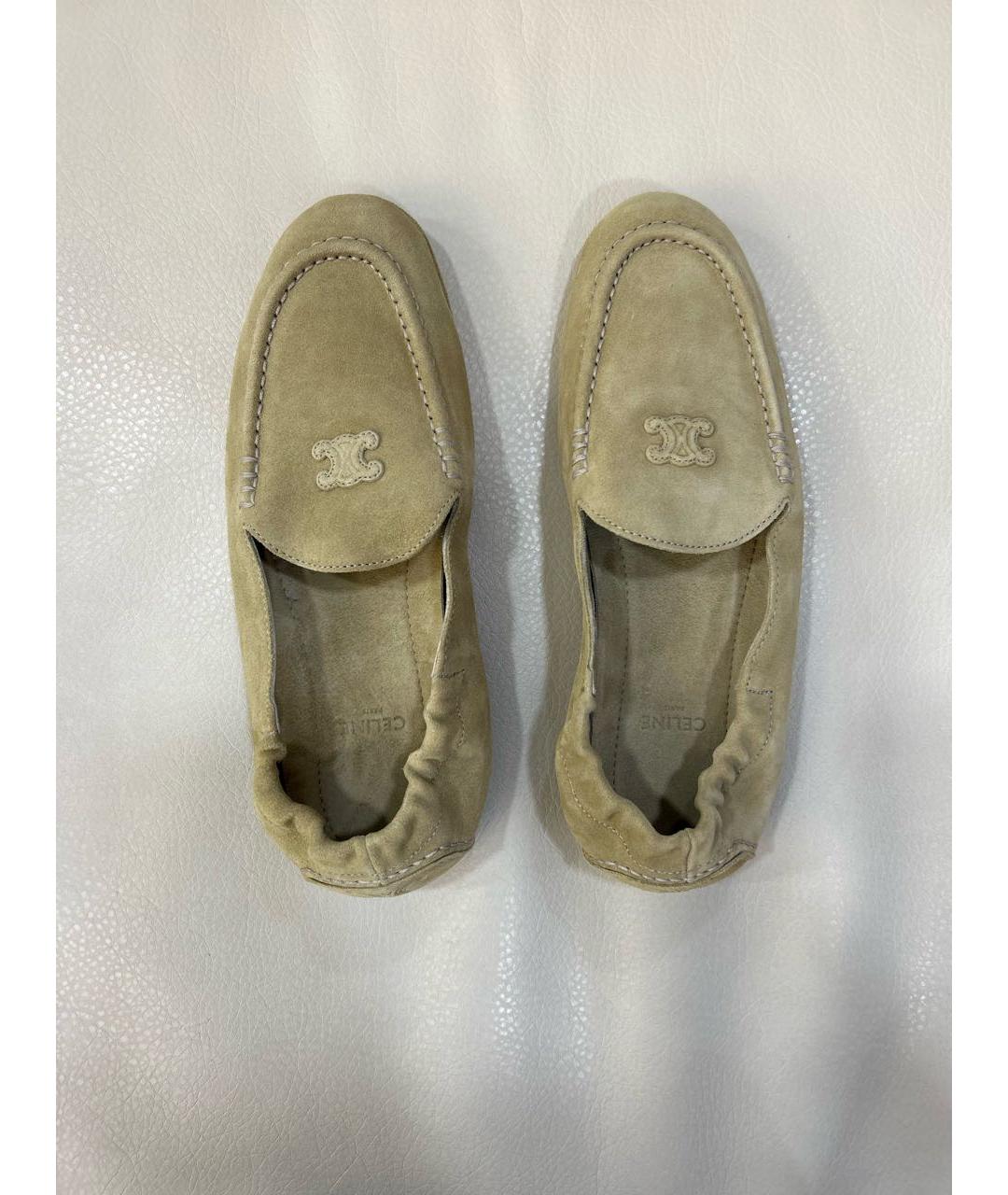 CELINE Бежевые замшевые мокасины, фото 3
