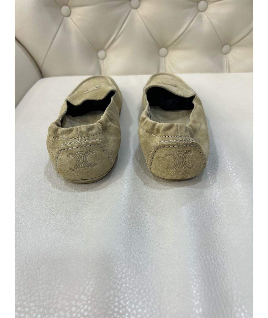 CELINE Бежевые замшевые мокасины, фото 4